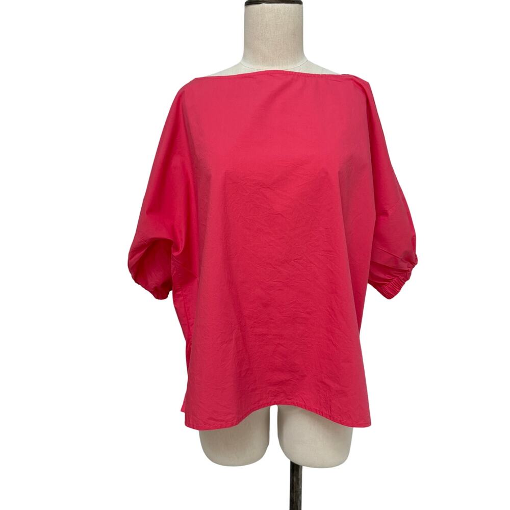 Rachel Comey Ballaton Short Sleeve Boat Neck Cotton Popover Shirt Large